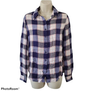 ROMEO + JULIET Pink Blue Plaid Button Down Size XS